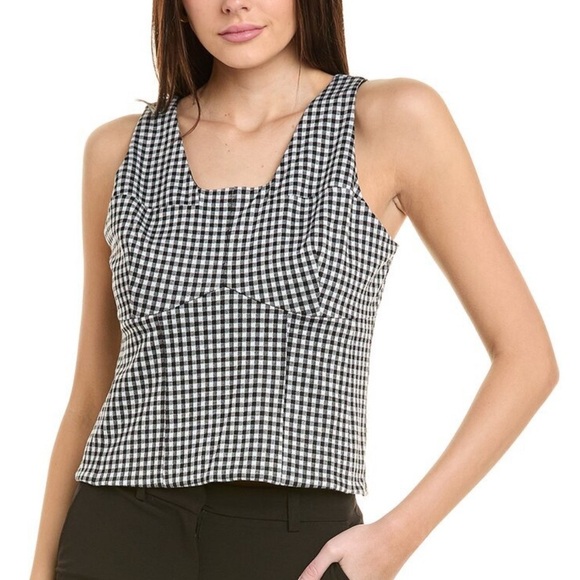 Cabi Bombshell Black & White Checkered V-Neck Tank Top - Picture 1 of 8